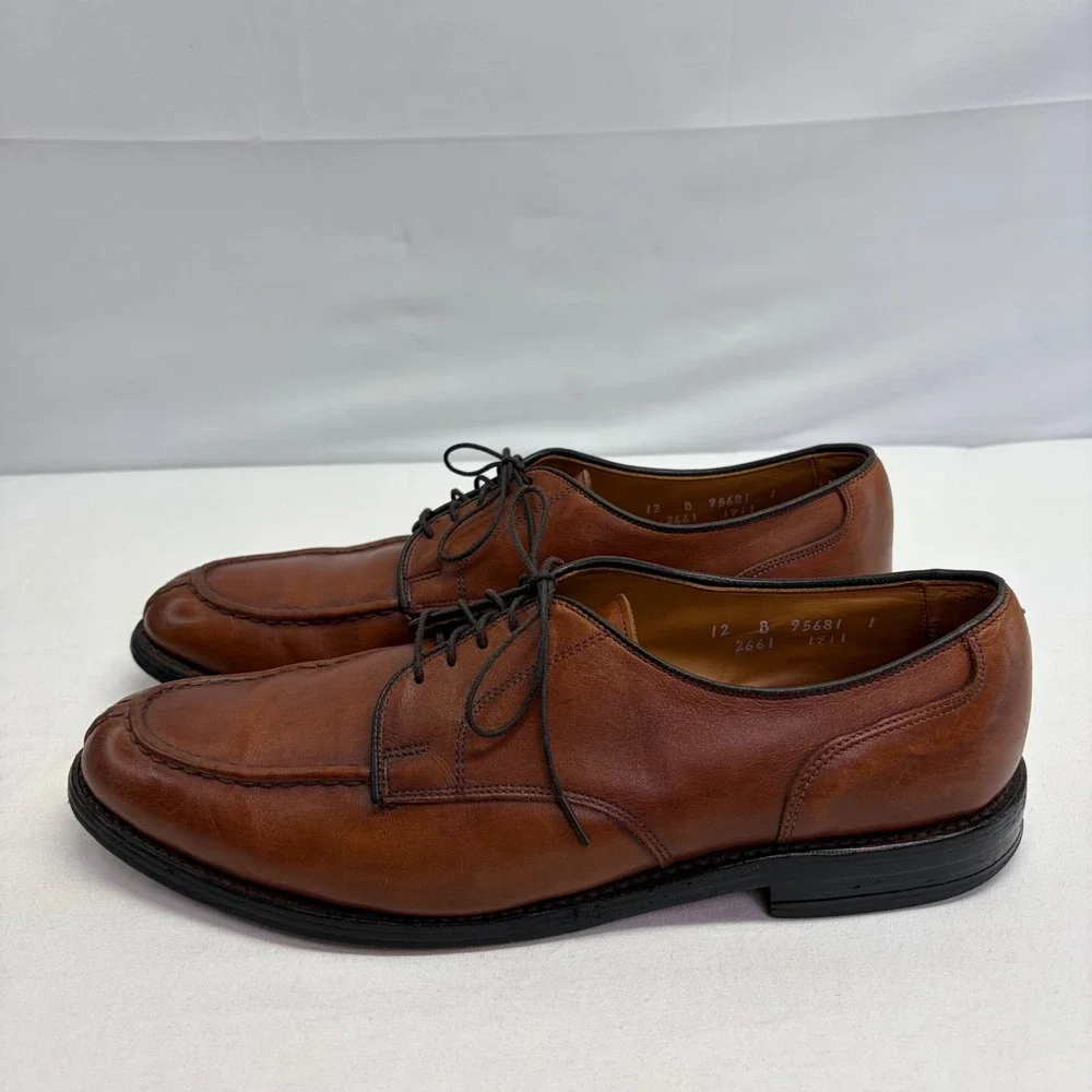 Allen Edmonds Bradley Dress Shoes Mens 12 B Brown Leather Split Toe Blucher
